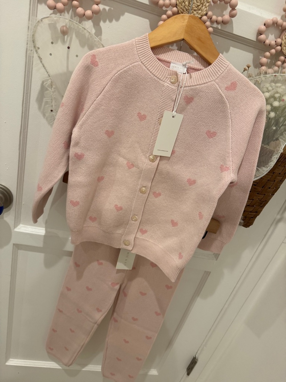 4Y Set Jamie Kay Kate Heart Jacquard Cotton Candy